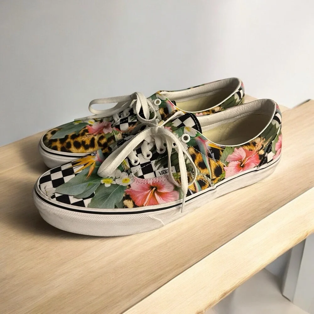 VANS ERA‎ Tropical Animal Check Canvas Shoe, VN0A5EFN2FB, White/Multi, Men 11.5